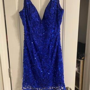 Elegant Sapphire Blue Sequin Mini Dress